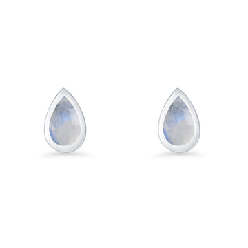 Pear Teardrop 9.3mm Solitaire Moonstone Stud Earring 925 Sterling Silver Wholesale